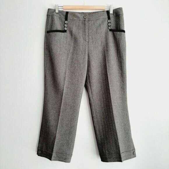SIGRID OLSEN | Crop Dress Pants Grey w/ Sparkle Sz 10 - Picture 2 of 10